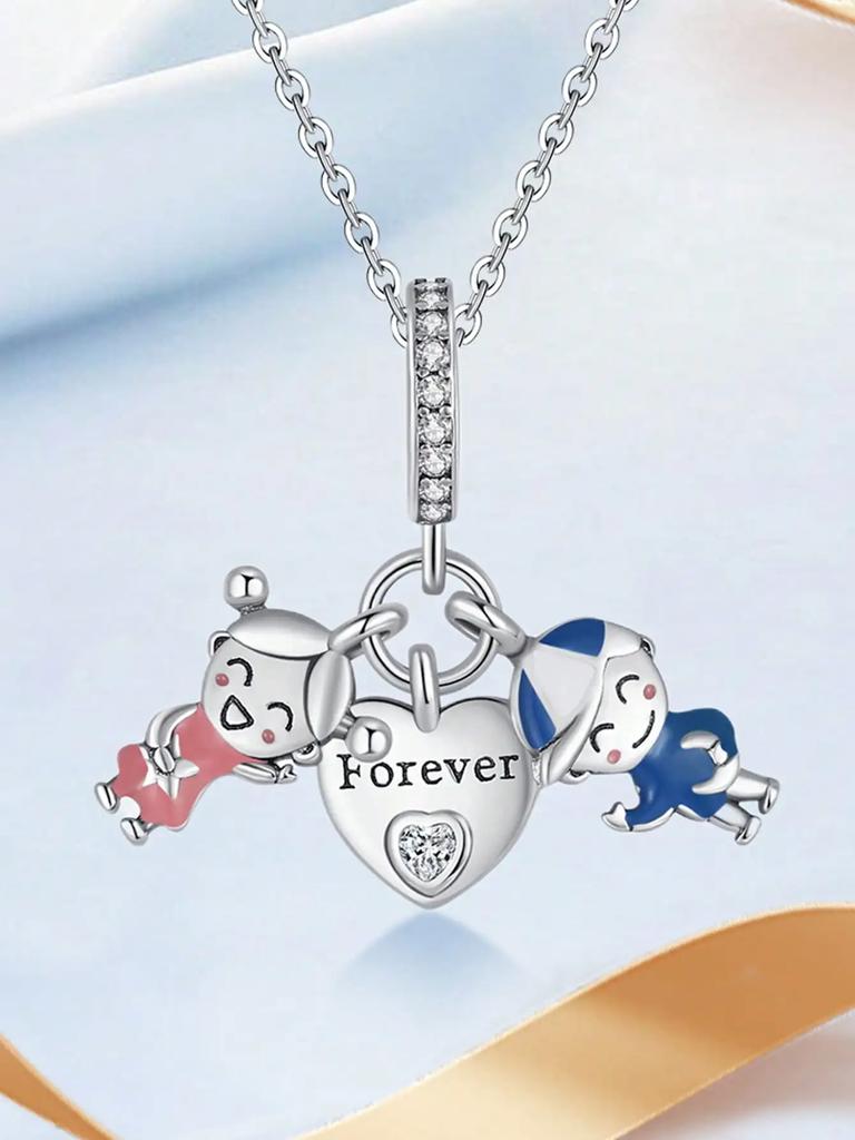 Charms Platacopper Colors Kind-Hearted Little Girl Beads Charm Pendant For Original Bracelet For Women Diy Jewelry Love Gift