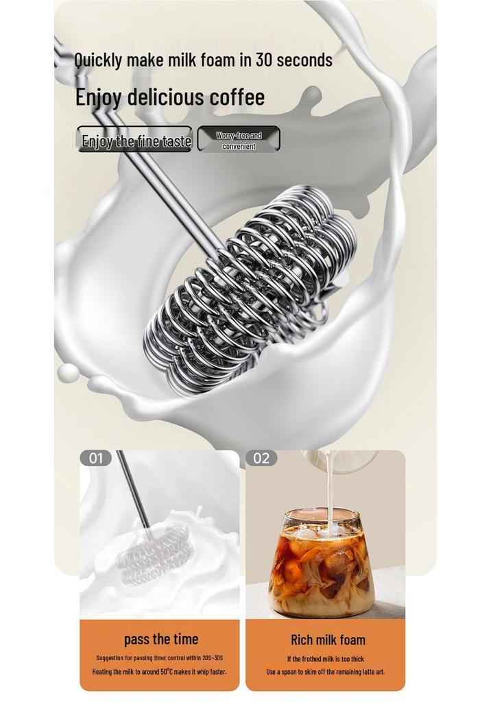 Wireless Handheld Mini Electric Milk Frother - Portable Coffee Whisk for Home Use