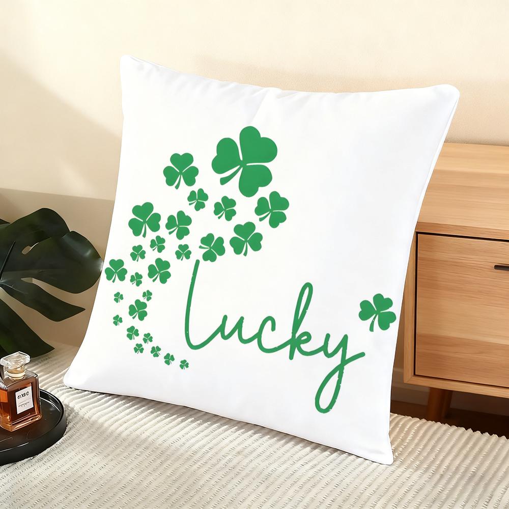 St. Patrick'S Day Design Cushion Cover Soft Short Plush Pillow Cover Smooth Cozy Texture Aesthetic Cushion Case Home Decor