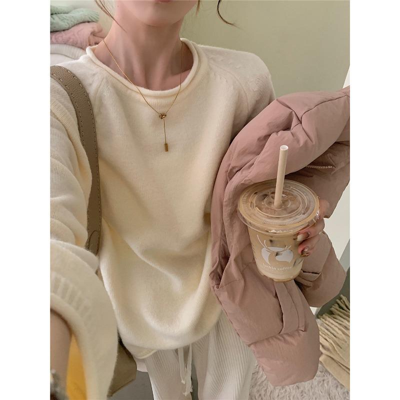 Women's Autumn and Winter Rolled Trim Gentle Pullover Knitted Sweater