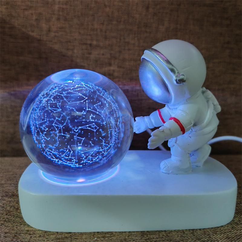 Astronaut Creativ 3D Minge de Cristal Led Lumină de noapte pentru Dormitor Copii Planetă Spațiu Lampă Sistem Solar USB Cadou de Crăciun pentru copii