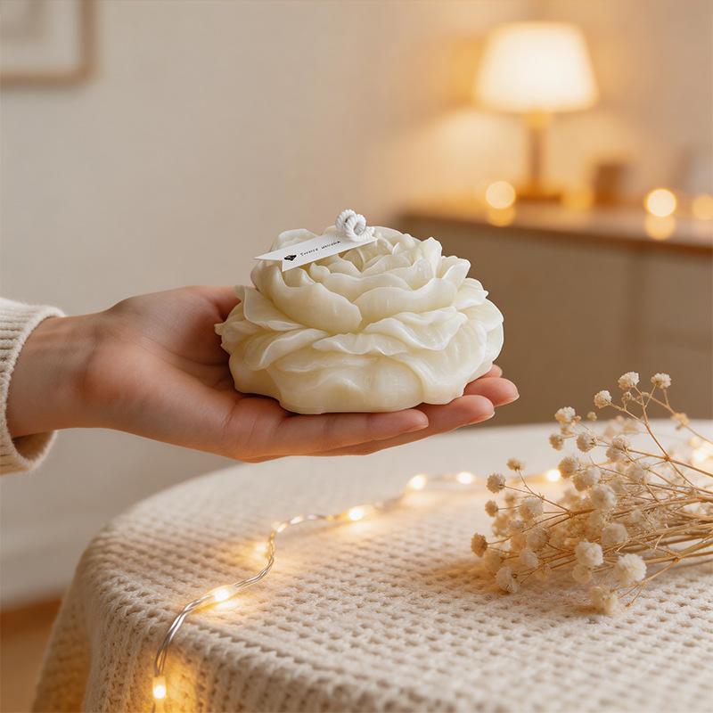3D Large Peony Candle Silicone Mold Handmade Flower Scented Candle Gypsum Candle Wax Mould Resin Soap Making Supplies Home Decor