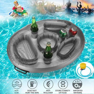 Nowy PVC Nadmuchiwany Osiem Hole Water Food Pływająca Taca Przenośny Drink Fruit Cup Holder