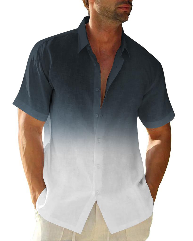 Men'S Summer Short-Sleeved Shirt Interface Color 3D Printing Trend Casual Lapel Shirt