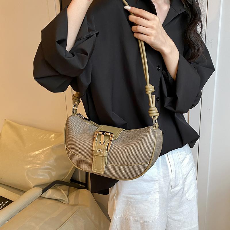 Belt Buckle Design Shoulder Bags For Women PU Leather Cross Body Croissant Bag Casual Street Luxury Designer Handbags