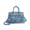 Unique retro and cool platinum bag for women, 2024 new model, denim with a high-end feel, patchwork design, can be used as a handbag, shoulder bag