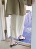 Elssibeui Shirred Waist Midi Skirt_Ivory
