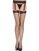 Black Fishnet Tights Garter Belt Effect and Pink Ribbon Mh7912 Bkp