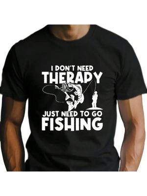 1 Stück 100% Baumwolle GoFishing bedrucktes T-Shirt saisonales lässiges Herren-T-Shirt Rundhals kurzärmeliges Baumwoll-T-Shirt