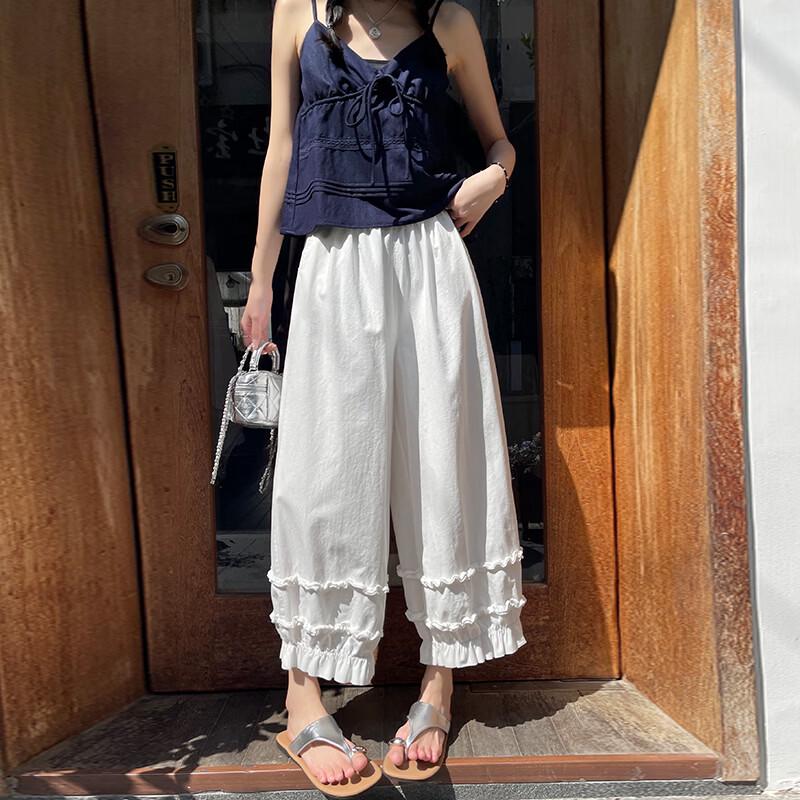 La Chapelle Summer High-Waist Lantern Wide-Leg Pants M белый