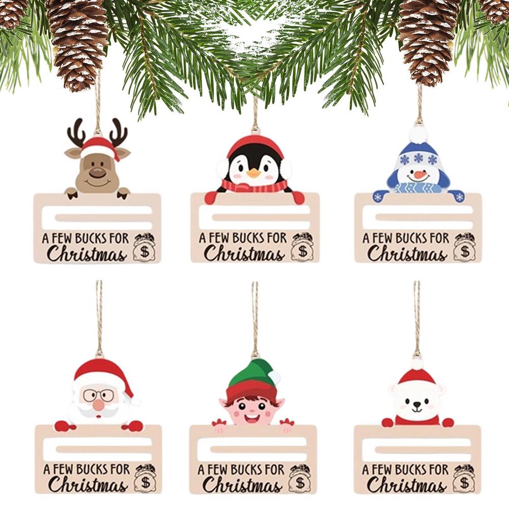 Money Holder Ornament Wooden Festive Hangable Christmas Money Card Holder Pendant For Family Friends Kids Couples Daughter Son