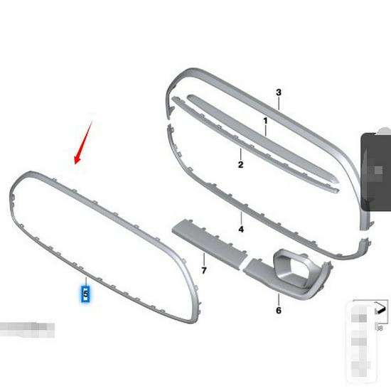 BMW MINI F55 F56 LCI Black Grille Outer Frame