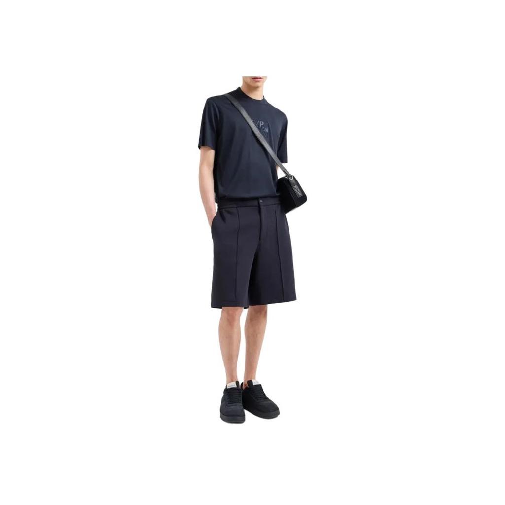 Emporio Armani Ss24 Letter Logo Embroidered Crew Neck Pullover Short Sleeve T-Shirt Men tops Navy-Blue 6D1TC0-1JOSZ-0920