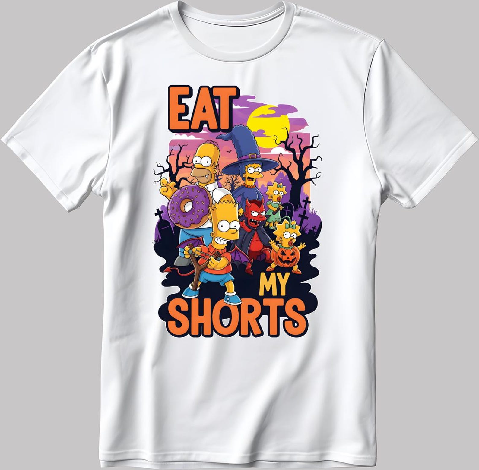 The Simpsons family, Halloween eat my Shorts White-Black Men s / Women s T-Shirt V064 3XL