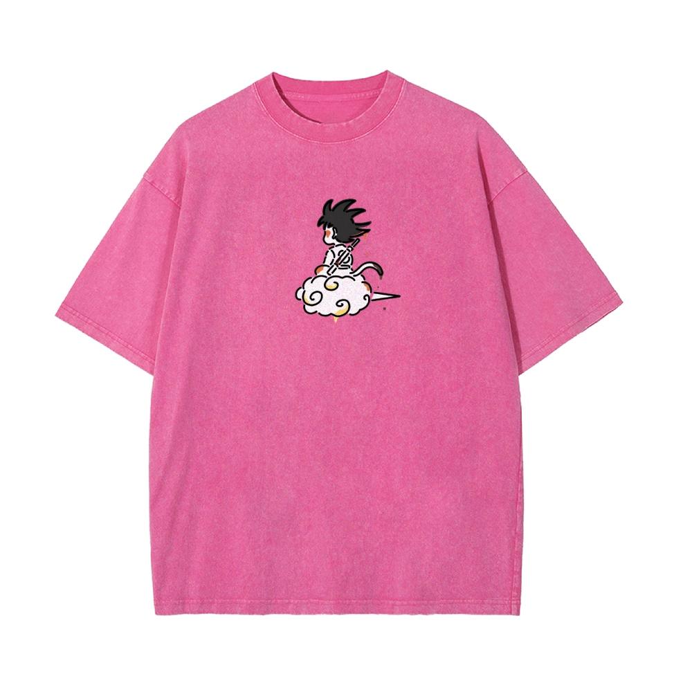 Summer Comfort Japanese Anime Character Print Women's T-Shirt Loose Oversized Wash Short Sleeve Pullover Statement Top