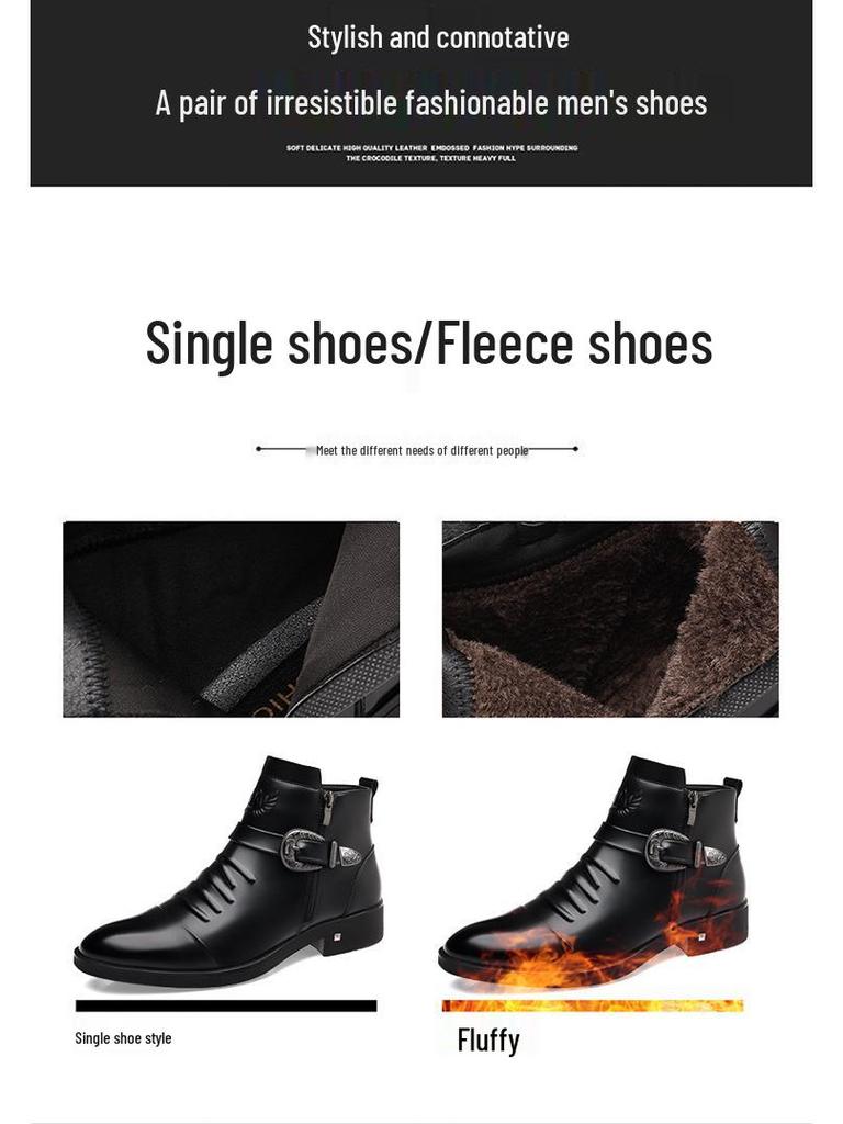 2025 Winter Men's Plus Size British Leather Chelsea Martin Boots - Formal & Fashionable