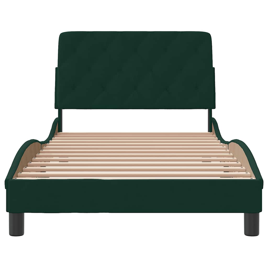 Bed Frame without Mattress Dark Green 100x200 cm Velvet