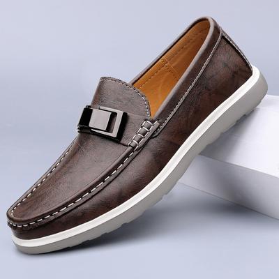 Modne Letnie Męskie Mokasyny Luksusowa Marka Buty Codzienne Prawdziwa Skóra Mokasyny Lekkie Oddychające Wsuwane Buty Żeglarskie Eleganckie Płaskie
