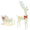 Reindeer Pulled Sled Warm White 70 X 26 X 129 Cm PET