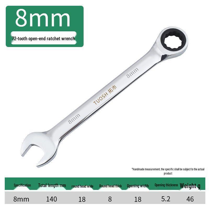 72-Tooth Dual-Ended Ratchet Wrench: Quick Spline, Bidirectional Multi-Function Auto Repair Tool Set