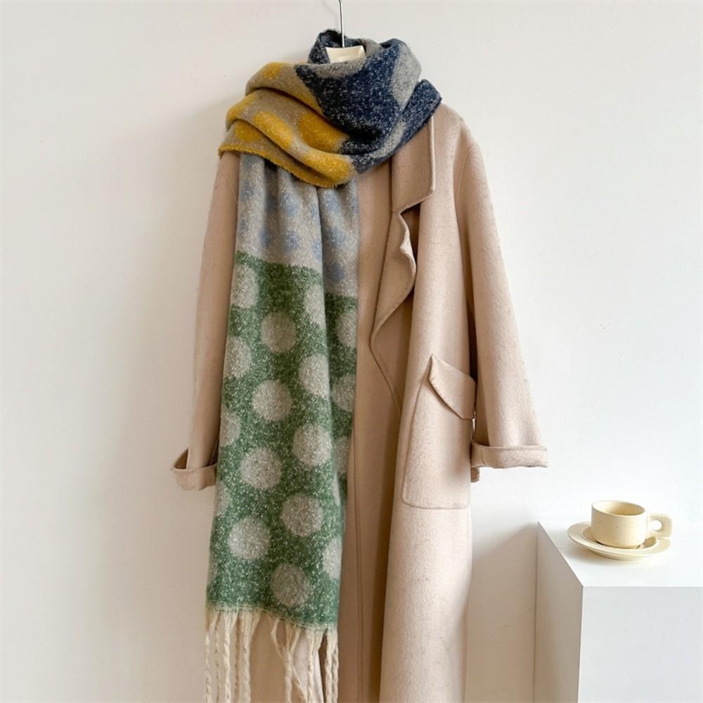 Thick Polka Dot Pattern Shawl Warm Fabric Blanket Scarf Faux Cashmere Scarf Fall Season