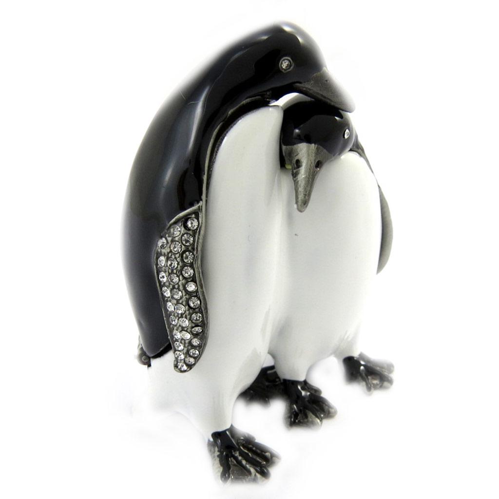 Les Trésors De Lily [L9212] - Coffret à Bijoux 'Couple Pingouins' noir blanc orange