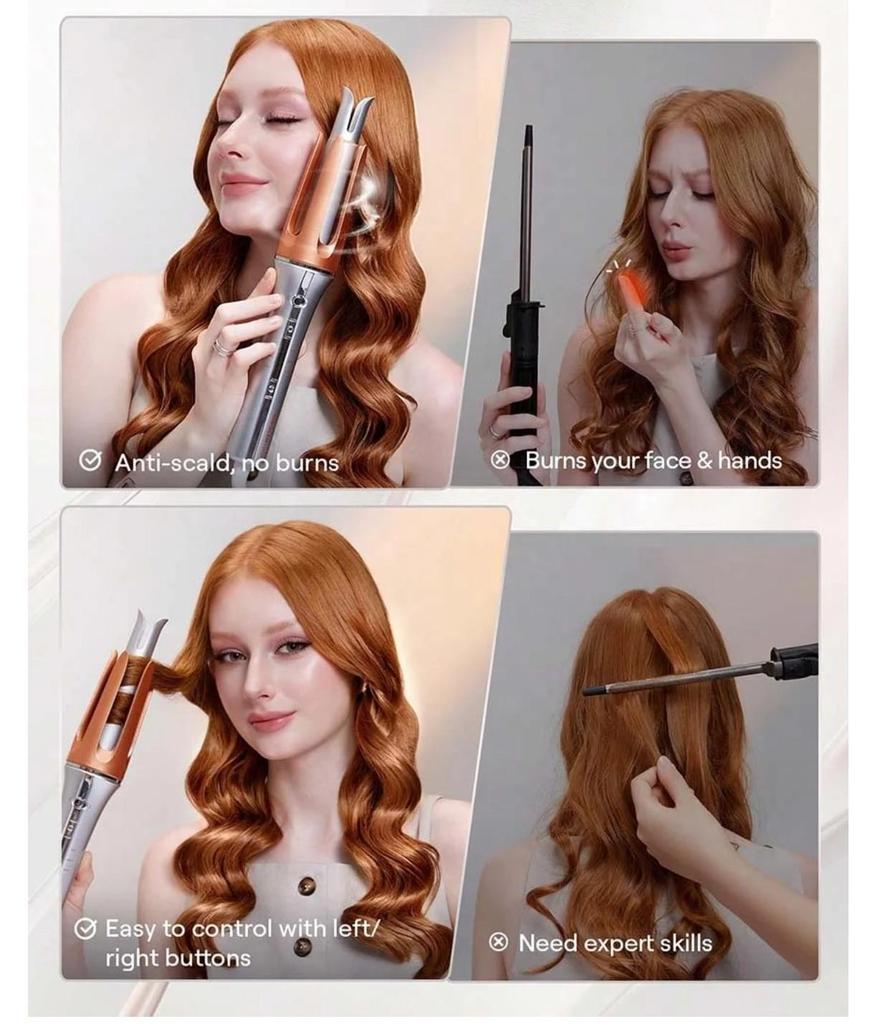 Automatic Curling Iron - Damage-Free, Negative Ion for Large Waves & Curls