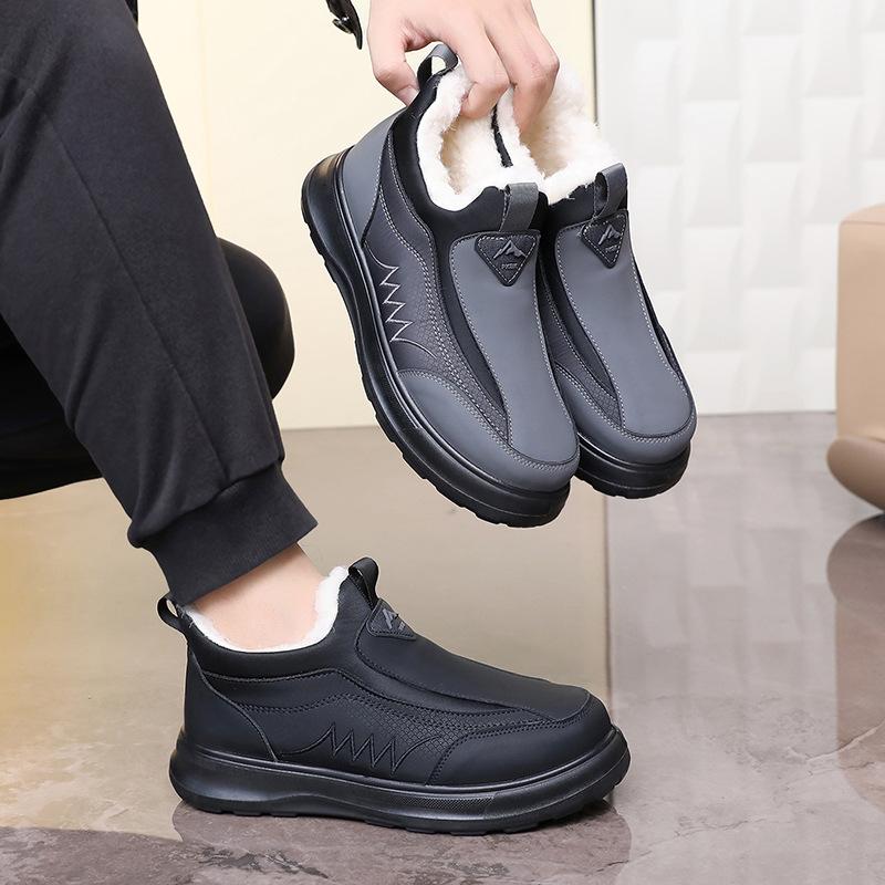 Cotton Shoes, Men's Cotton Boots, One-step Fleece and Thickened Shoes, Outdoor Warm Shoes