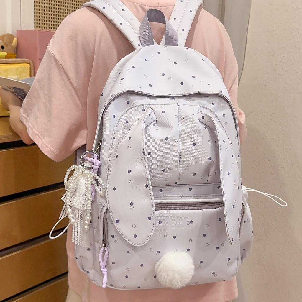 Schoolbag New Polka Dot Japanese ins Versatile Travel Backpack for Primary School Students Lightweight High Value Backpack Large Capacity School Bag