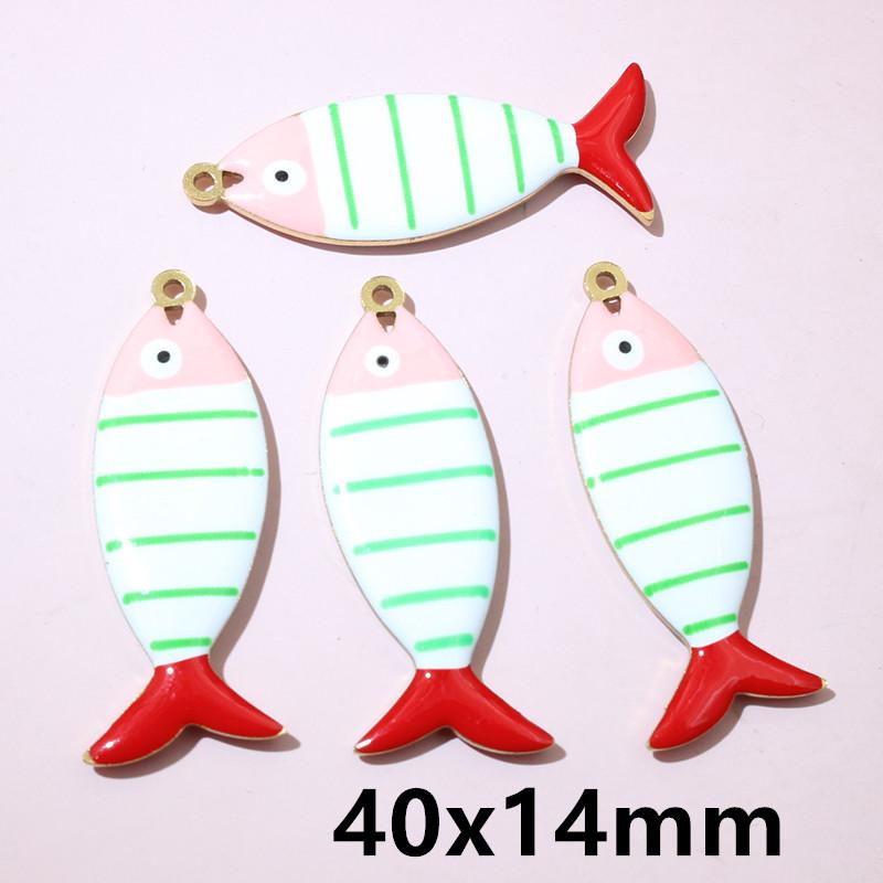 10pcs Stainless Steel Enamel Stripe Fish Charms Pendant 40x8/40x14mm DIY Jewelry Making Accessories for Necklace Earrings