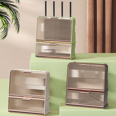 Save Space Lightweight Convenient Visible Design Luxury Stripe Wire Cable Wi-Fi Router Storage Case Wi-Fi Router Storage Box