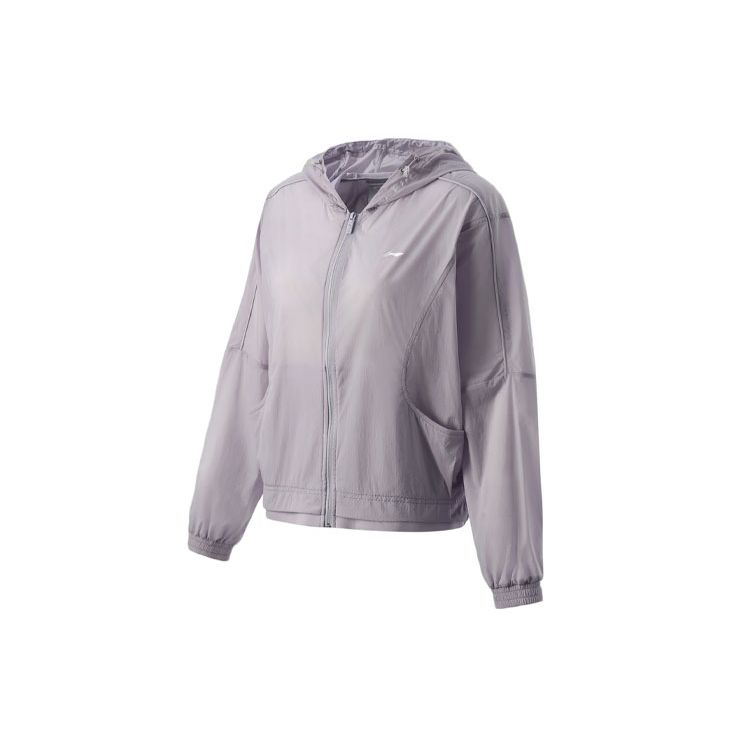 Li Ning Training Series Solid Color Loose Sports Jacket Women jackets Light-Mist-Purple AFDR136-4 S