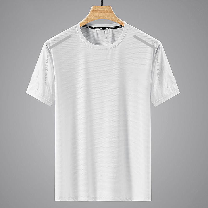 Men's Korean Style Ice Silk Quick-Dry Short Sleeve T-Shirt - Comfortable, Versatile, Casual, Loose Fit, Plus Size, Breathable, Trendy Summer Wear.