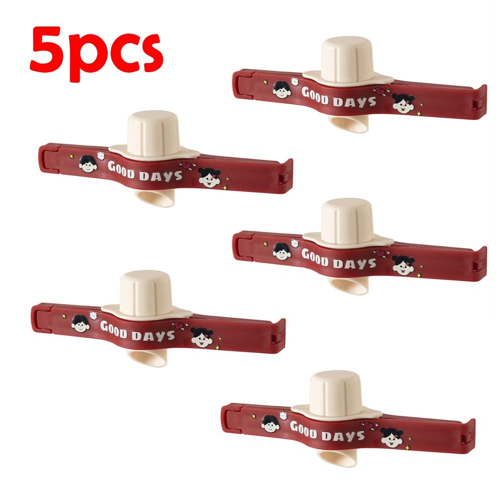1/5Pcs Screw Cap Seasoning Sealing Clip Cartoon Moisture-proof Food Bag Clips with Plastic Spout Adjustable Spice Jar Lids