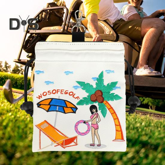 Golftasche mit Kordelzug, Golf-Tee-Tasche, Aufbewahrungstasche für Golfbälle, grüne Gabel, tragbares Golfzubehör für Golfbegeisterte