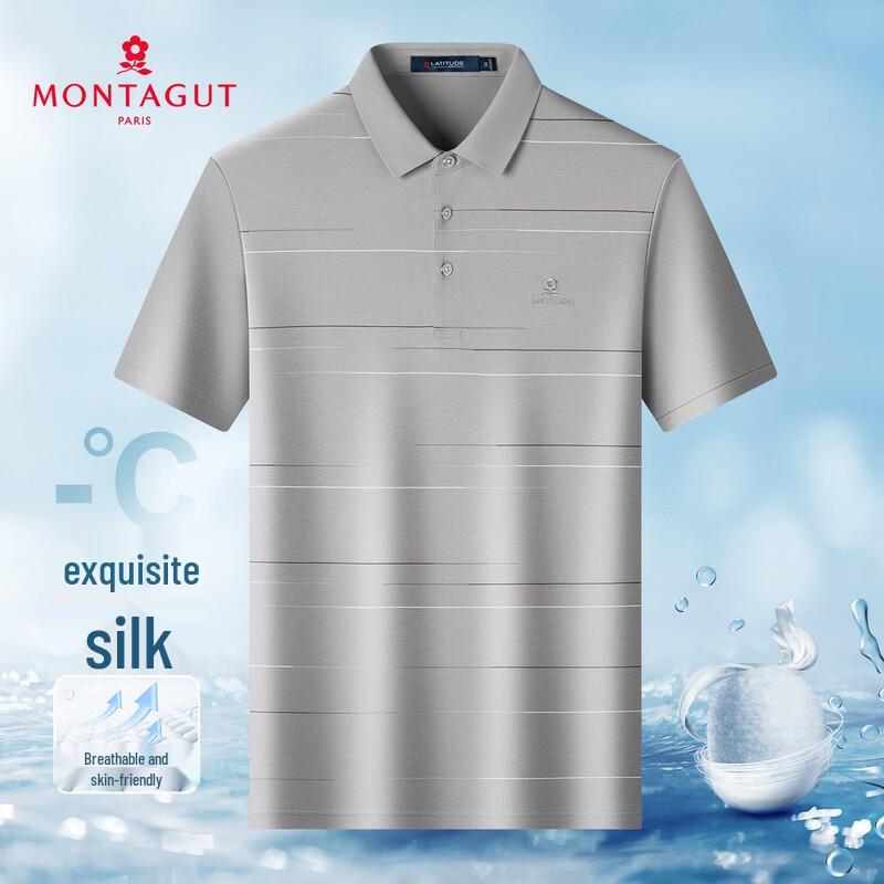 MONTAGUT Men s Breathable Silk Blend Polo Shirt 52