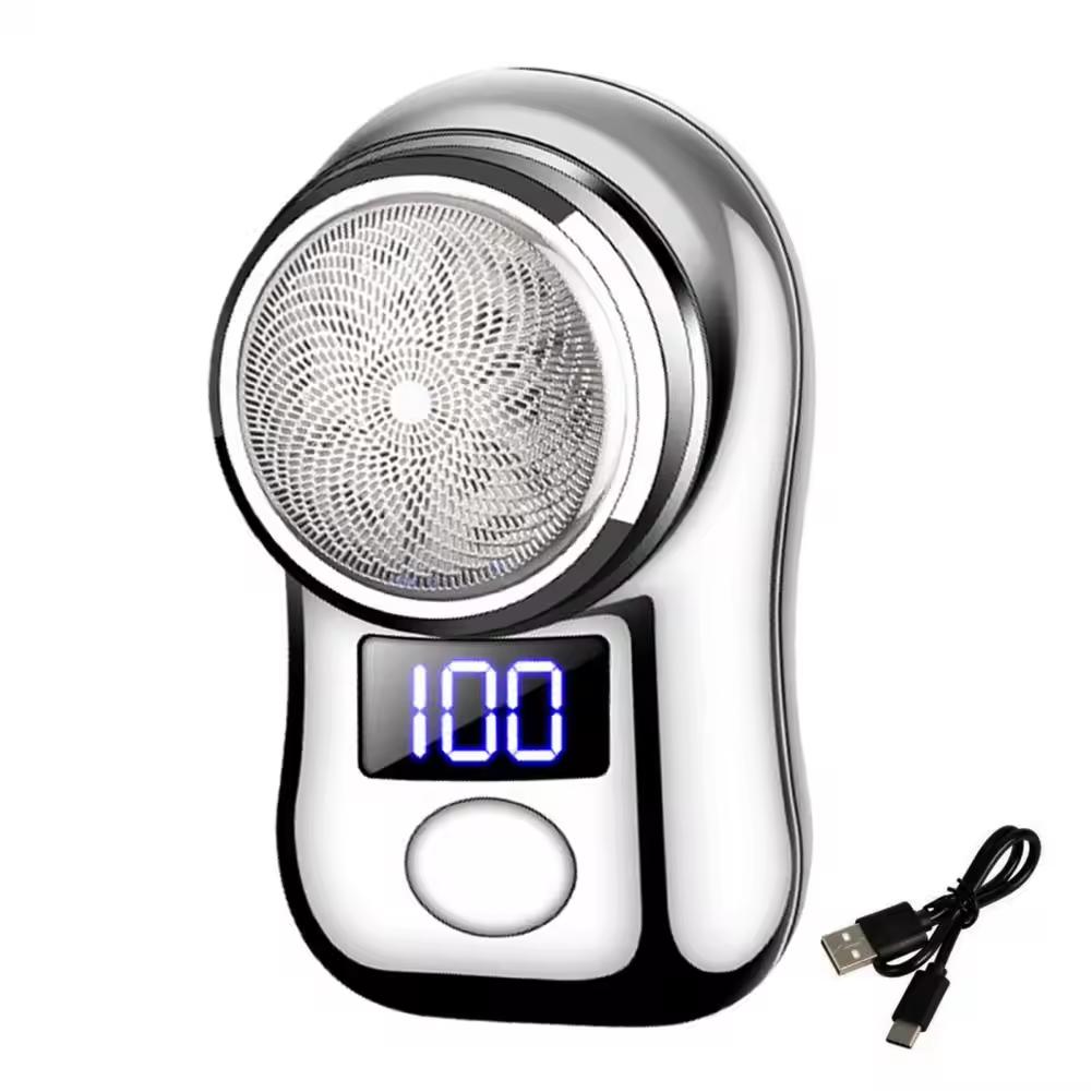 Electric Shaver 1PCSLED Display USB Charging Mini Travel Men's Rotary Shaver Cordless Beard Trimmer Removal Tool