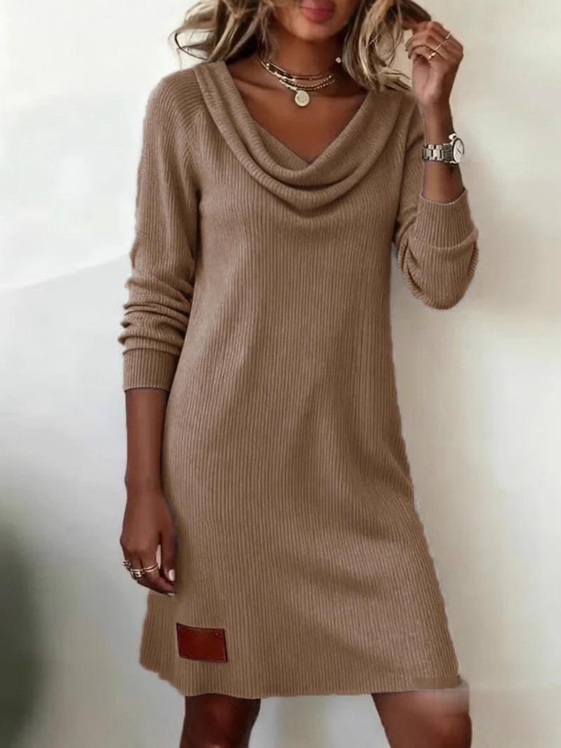 

Women s Autumn/Winter Slim Fit Long-sleeve High Neck Dress Extra Large хаки
