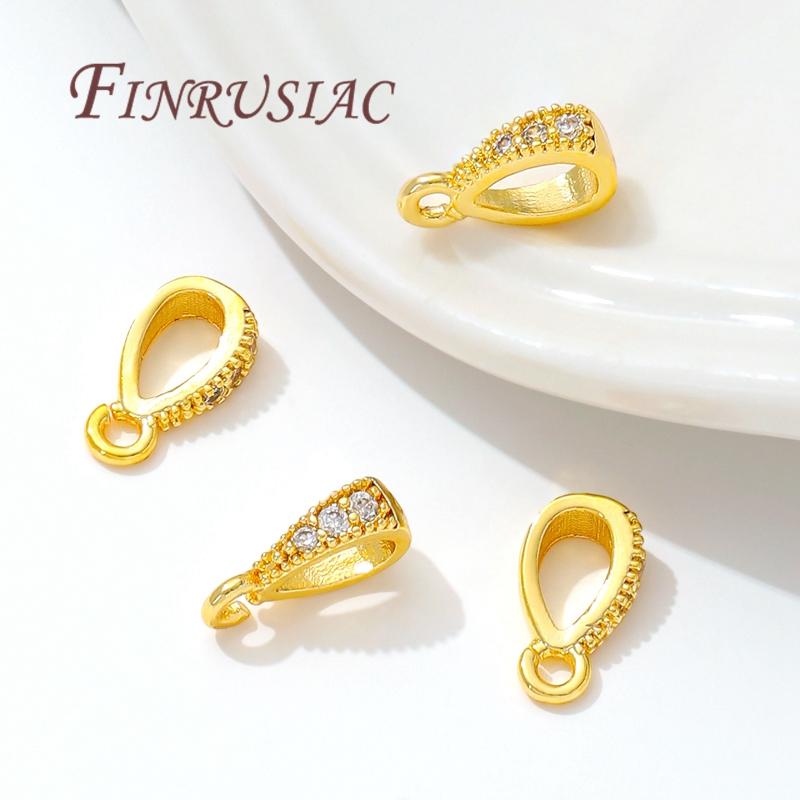 14K Gold Plated Bails For Pendant with Open Ring Findings Brass Bailes For Jewelry DIY Necklace Accessories Connectors