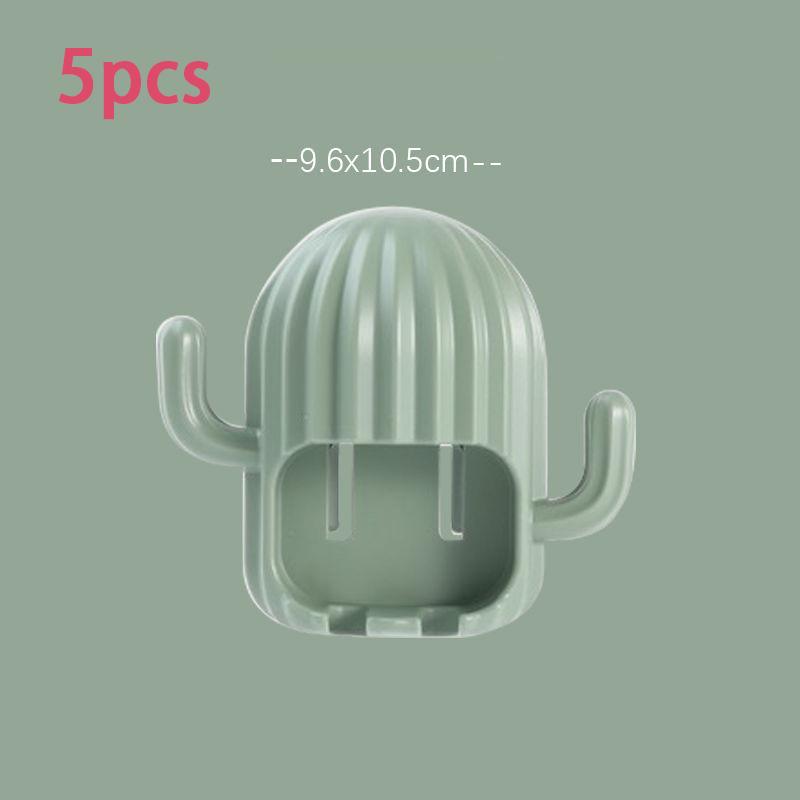 5pcs Household No-punch Toothbrush Holder Nordic Colour Cactus Toothbrush Holder Simple Wall-mounted Electric Toothbrush Holder