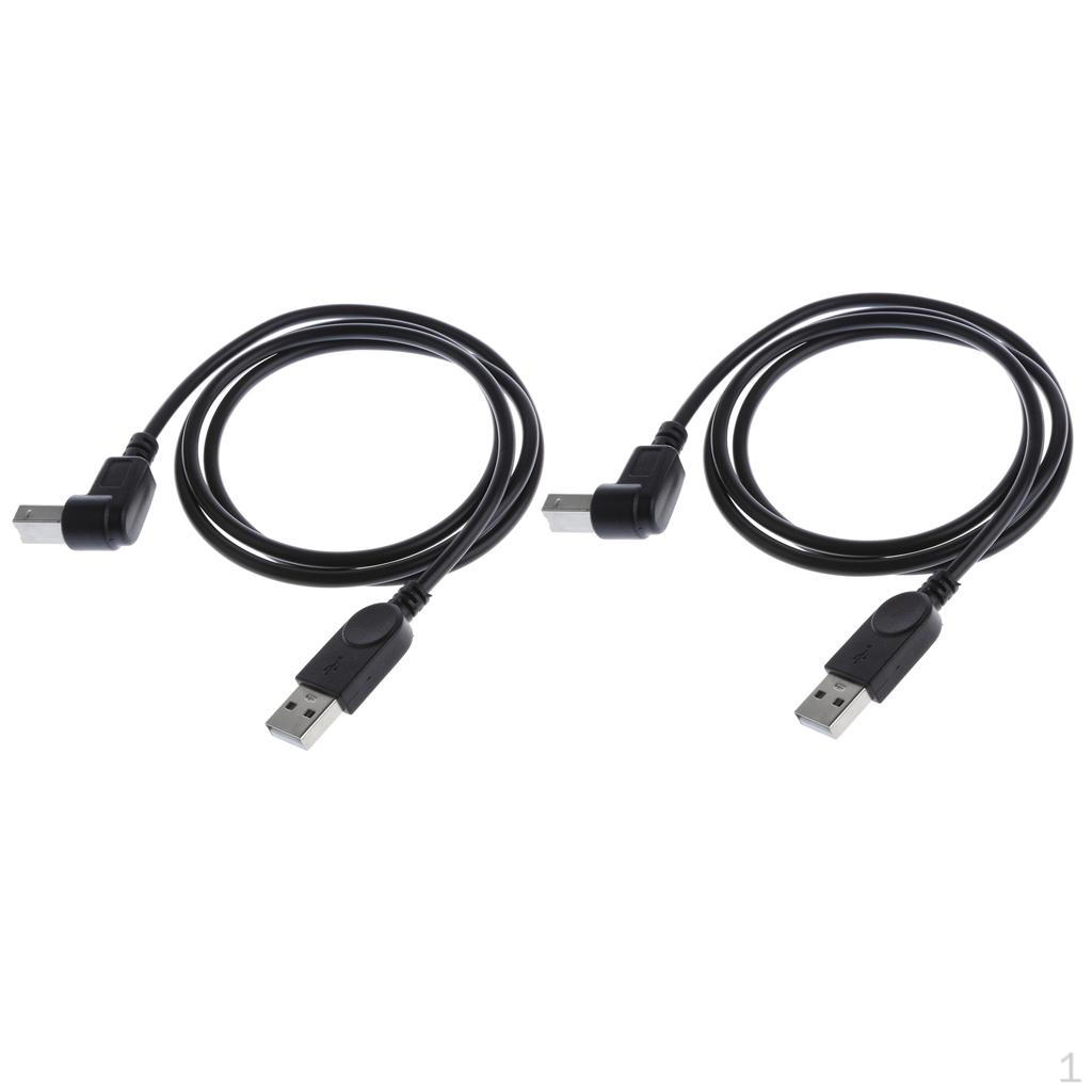 

2x USB2.0 Male to Type B 90 Degree Angle Extension Adapter Cable Bend