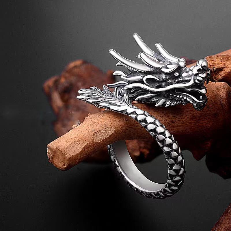 1 Pc Domineering Dragon Ring, Male Zodiac Dragon Ring Index Finger Opening Ring, Personalized Design, Fashion Trend,