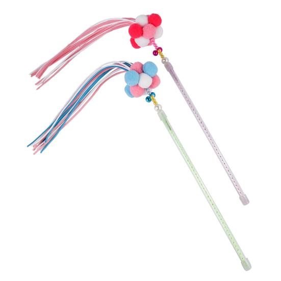 Haustier Katzen Kätzchen Pompom Plüschball Glocke Quaste Teaser Zauberstab Stock Spiel Biss Spielzeug