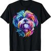 Colorful Shih Tzu Face Cute Puppy Dog Lover Black T Shirt Vintage Soft Comfortable Casual Unisex Fashion Breathable