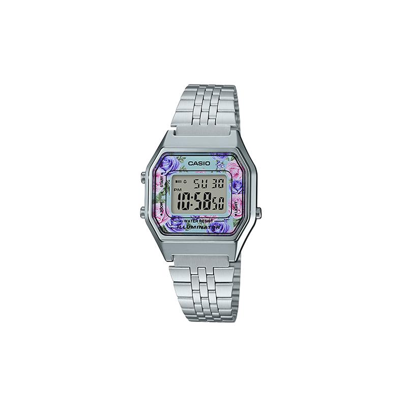 Casio VINTAGE series-L digital display small square watch rose electronic waterproof quartz movement stainless steel strap Japanese and LA680WA-2C серый