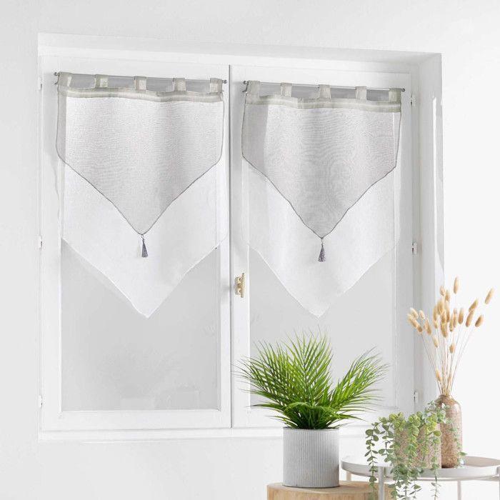 Paire de Voilages "Duetto" 60x90cm Gris &amp; Blanc
