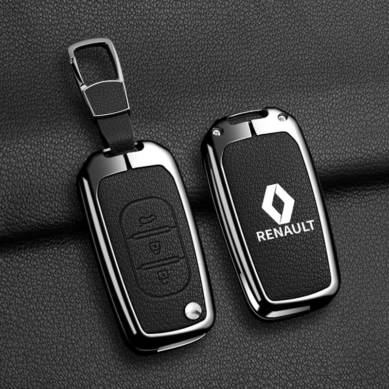 Interior Stickers Zinc Alloy Car Key Case Bag Metal Key Shell For Renault Sandero Duster Clio 5 Captur Austral Kadjar Megane Lo