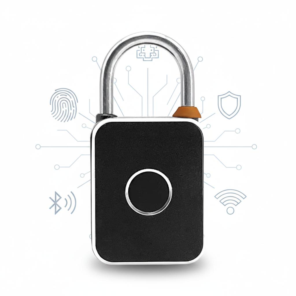Smart Tuya Fingerprint Padlock Waterproof Mini Lock for Gym/Luggage/Outdoor - Factory Direct Sale (Black,Fingerprint)