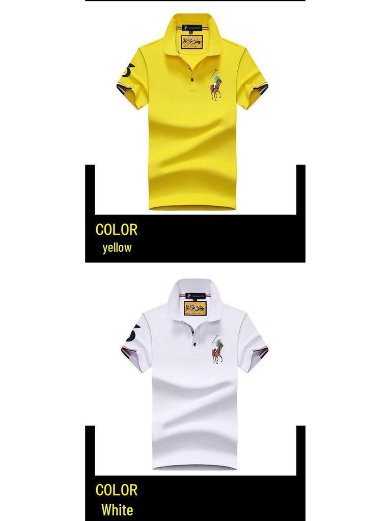 Authentisches Paul Herren Kurzarm-Polo mit Pferdelogo, gesticktem Kragen, Übergröße lockere Passform