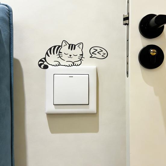 Yangyizhi Lichtschalterplatten-Aufkleber, Cartoon Schläfriges Kätzchen Aufkleber, Niedliche Wandaufkleber für Schalter, Steckdosen, Schlafzimmer, Wohnzimmer